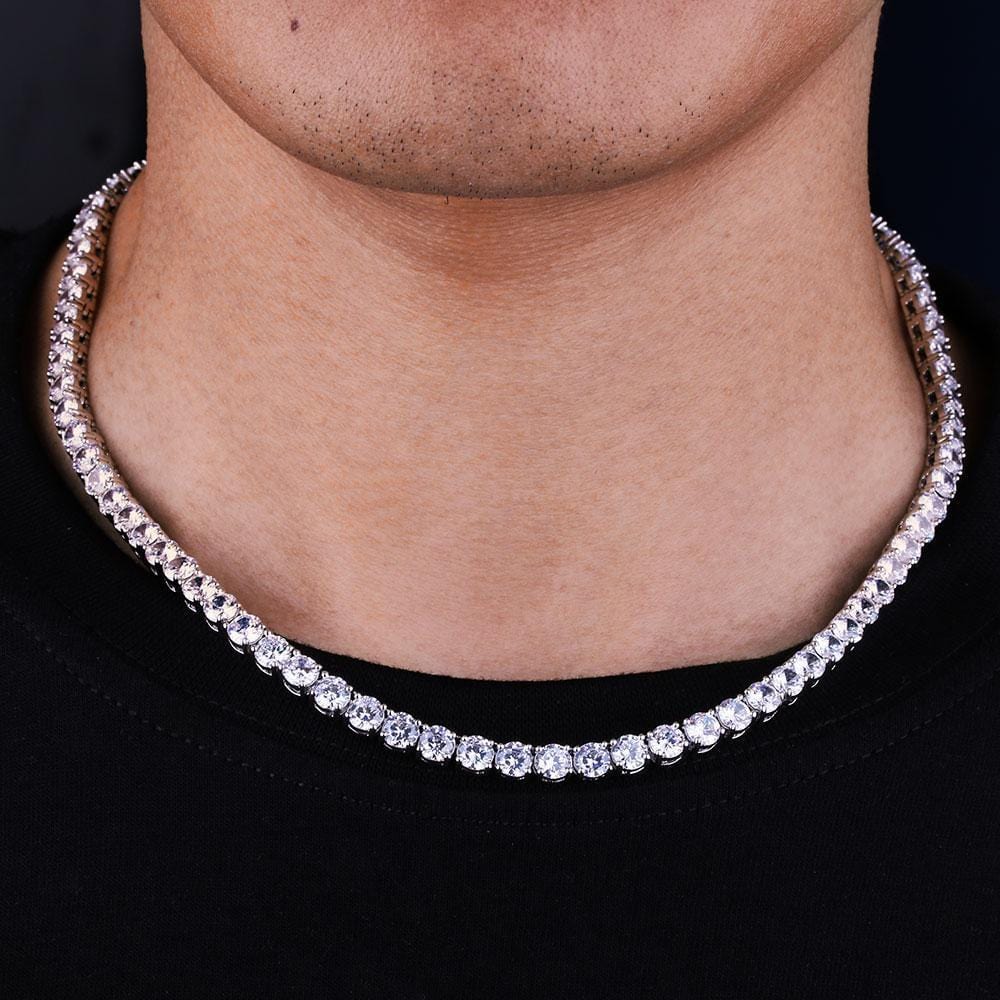 Wholesale 5mm Tennis Chain With Diamond CZ Plated White Gold