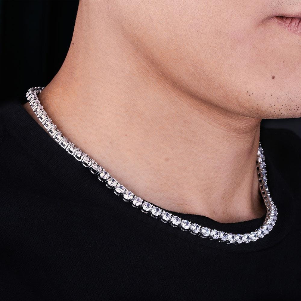 Wholesale 5mm Tennis Chain With Diamond CZ Plated White Gold